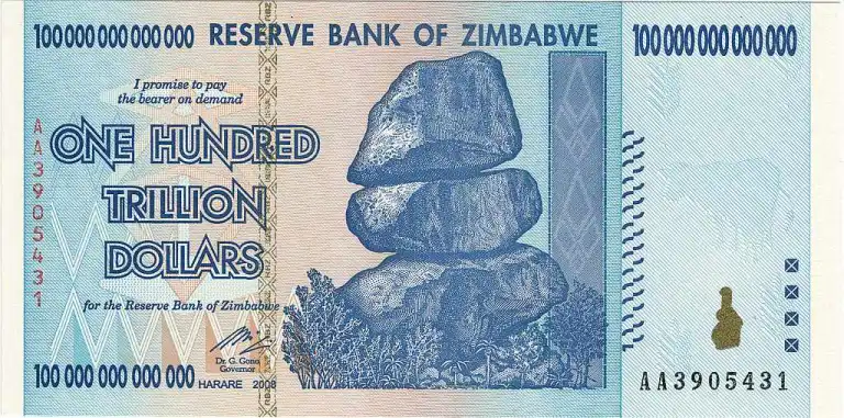 Zimbabwe banknote from a period of hyperinflation